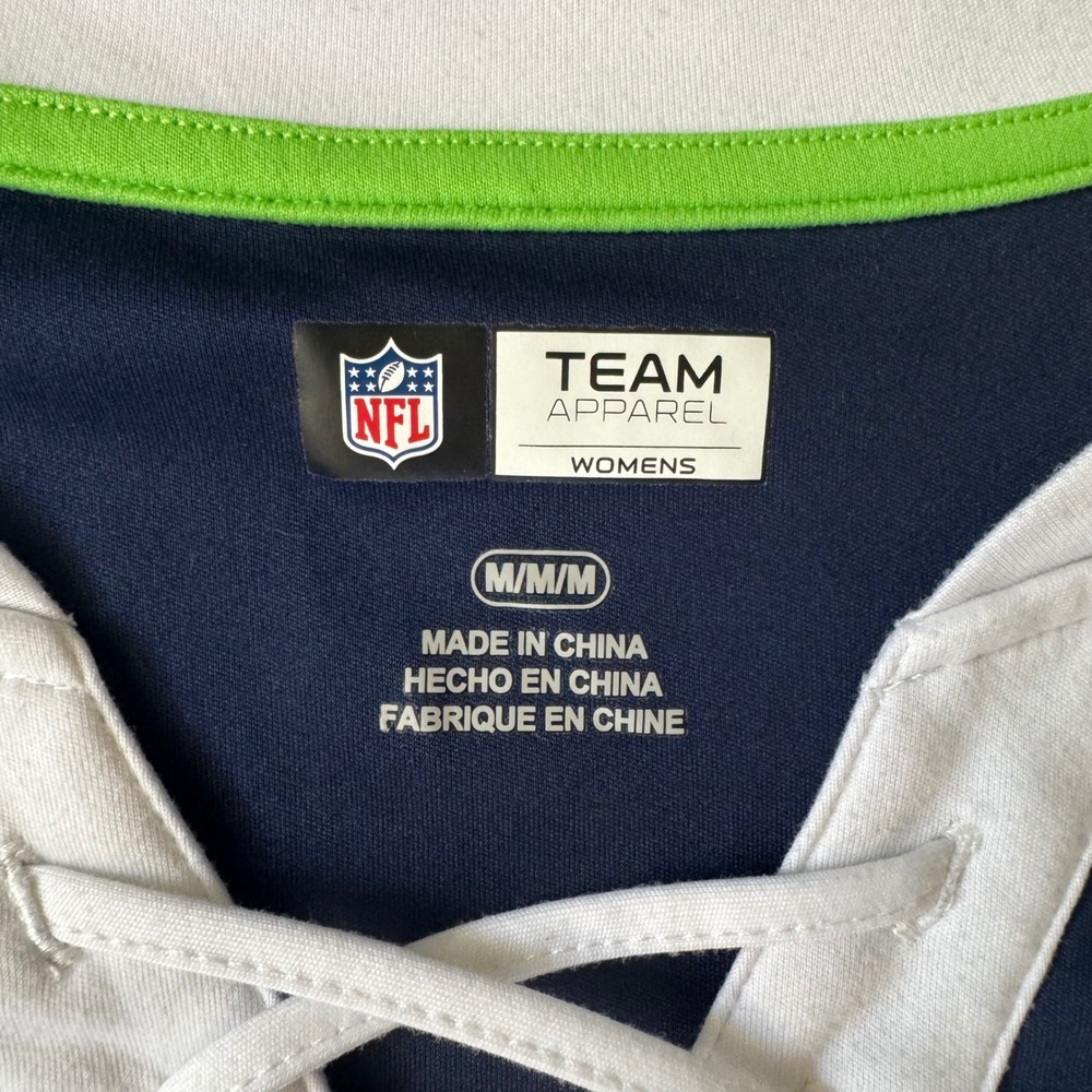 Seattle Seahawks Womens Medium Lace Up Jersey NFL Team Apparel Super Bowl Winner - Picture 4 of 10